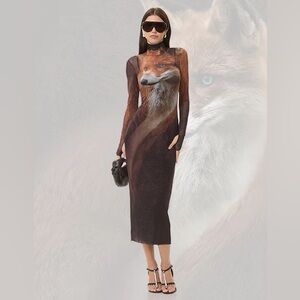 🦊 AFRM Shailene Fox Face Dress NWT M